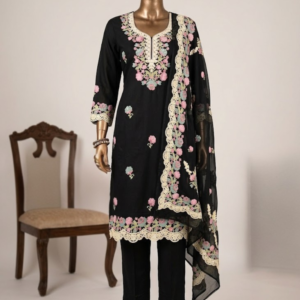 Regal Scalloped-Wave Kurta Set in 10 Stunning Shades