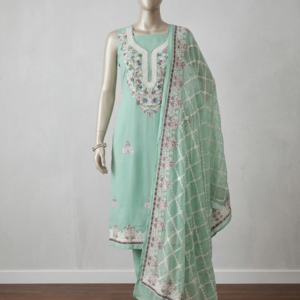 Luxe Floral Embroidered Unstitched Suit with Lattice-Jaal Dupatta